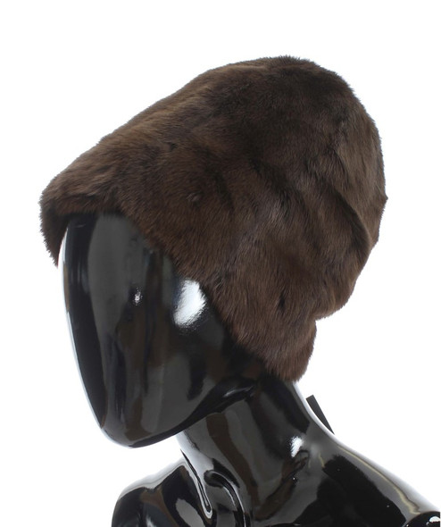 Dolce & Gabbana Brown Weasel Fur Womens Cashmere Hat Beanie Dolce & Gabbana Brown Weasel Fur Womens Cashmere Hat Beanie