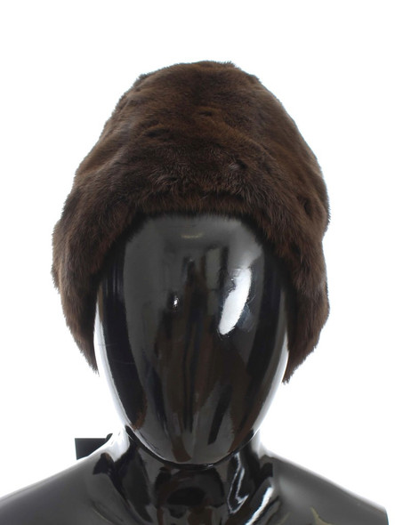 Dolce & Gabbana Brown Weasel Fur Womens Cashmere Hat Beanie Dolce & Gabbana Brown Weasel Fur Womens Cashmere Hat Beanie