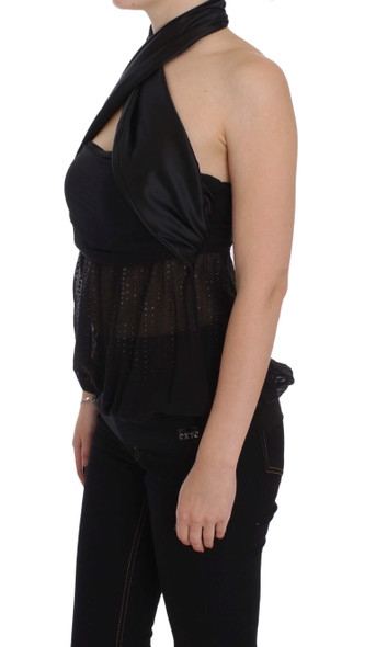 Black Neck Wrap Top Blouse Black Neck Wrap Top Blouse