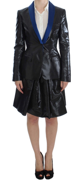 Black Blue Two Piece Suit Skirt & Blazer Black Blue Two Piece Suit Skirt & Blazer