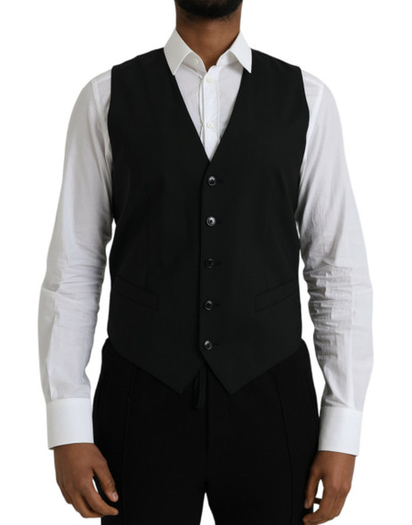 Black Wool Formal Dress Waistcoat Vest Black Wool Formal Dress Waistcoat Vest