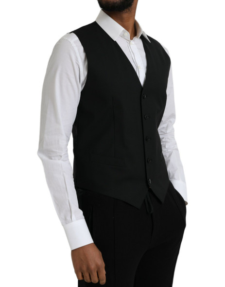 Black Wool Formal Dress Waistcoat Vest Black Wool Formal Dress Waistcoat Vest