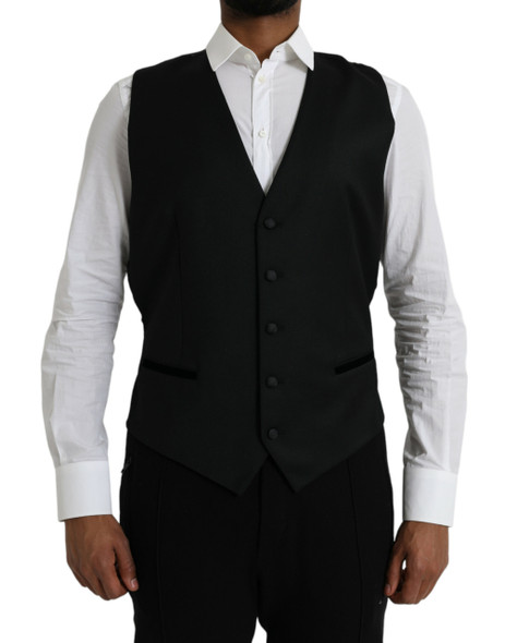 Dolce & Gabbana Black Silk Waistcoat Dress Formal Vest Dolce & Gabbana Black Silk Waistcoat Dress Formal Vest