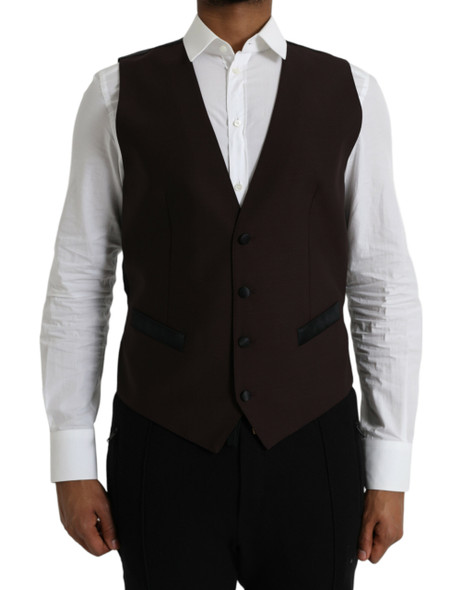 Dolce & Gabbana Brown Wool Waistcoat Dress Formal Vest Dolce & Gabbana Brown Wool Waistcoat Dress Formal Vest