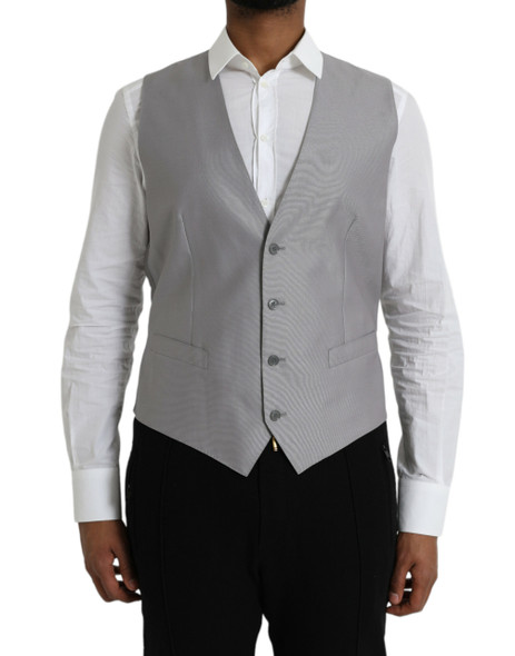 Dolce & Gabbana Light Gray Wool Formal Dress Waistcoat Vest Dolce & Gabbana Light Gray Wool Formal Dress Waistcoat Vest