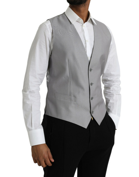 Dolce & Gabbana Light Gray Wool Formal Dress Waistcoat Vest Dolce & Gabbana Light Gray Wool Formal Dress Waistcoat Vest