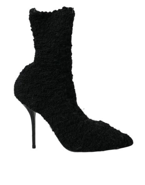 Black Stiletto Heels Mid Calf Boots Shoes LA10844 Black Stiletto Heels Mid Calf Boots Shoes LA10844