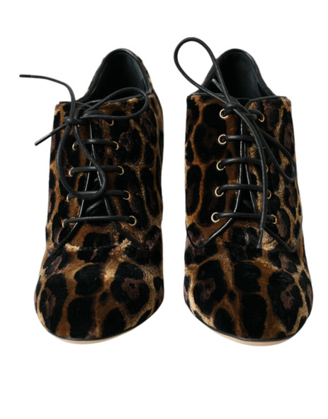 Brown Leopard Hair Lace Up Booties Shoes Brown Leopard Hair Lace Up Booties Shoes
