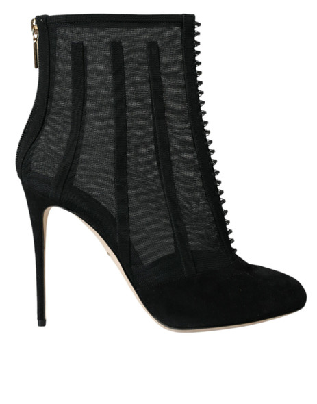 Dolce & Gabbana Black Mesh Stiletto Heels Ankle Boots Shoes Dolce & Gabbana Black Mesh Stiletto Heels Ankle Boots Shoes