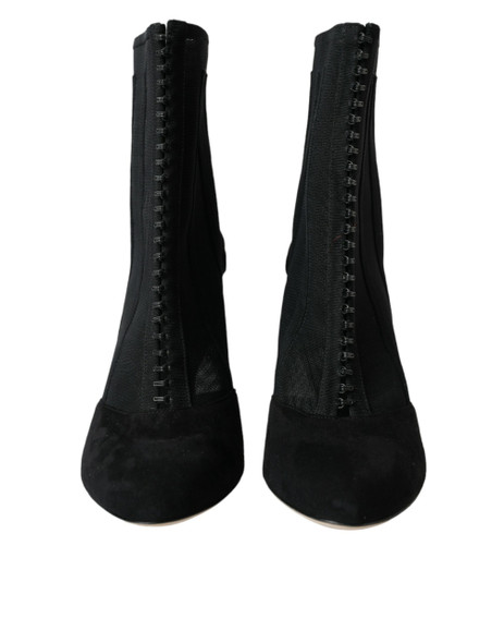 Dolce & Gabbana Black Mesh Stiletto Heels Ankle Boots Shoes Dolce & Gabbana Black Mesh Stiletto Heels Ankle Boots Shoes