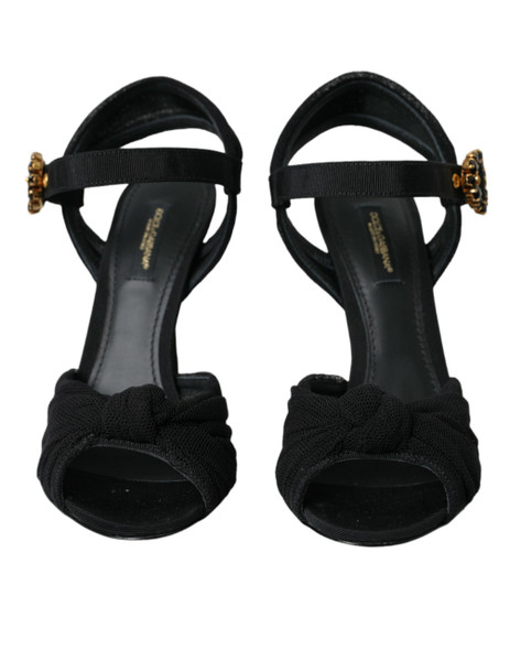 Dolce & Gabbana Black Suede Embellished Heels Sandals Shoes Dolce & Gabbana Black Suede Embellished Heels Sandals Shoes