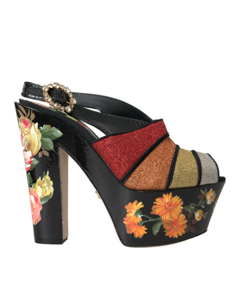 Dolce & Gabbana Multicolor Floral Crystal Platform Sandals Shoes Dolce & Gabbana Multicolor Floral Crystal Platform Sandals Shoes