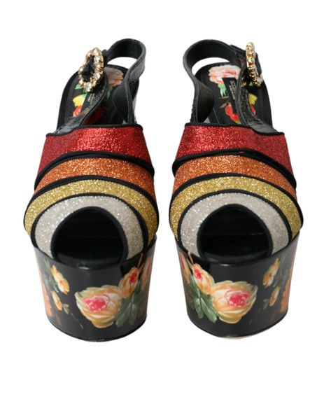 Dolce & Gabbana Multicolor Floral Crystal Platform Sandals Shoes Dolce & Gabbana Multicolor Floral Crystal Platform Sandals Shoes