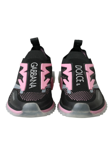 Dolce & Gabbana Black Pink Slip On Sorrento Sneakers Shoes Dolce & Gabbana Black Pink Slip On Sorrento Sneakers Shoes