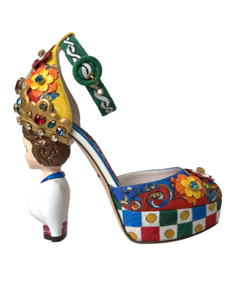 Dolce & Gabbana Multicolor Carretto Embellished Sandals Shoes Dolce & Gabbana Multicolor Carretto Embellished Sandals Shoes
