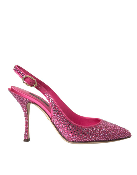 Dolce & Gabbana Pink Slingbacks Crystal Pumps Shoes Dolce & Gabbana Pink Slingbacks Crystal Pumps Shoes