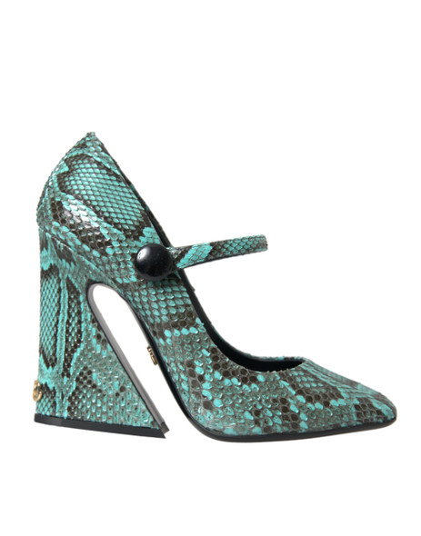 Dolce & Gabbana Aqua Python Leather Mary Jane Pumps Shoes Dolce & Gabbana Aqua Python Leather Mary Jane Pumps Shoes