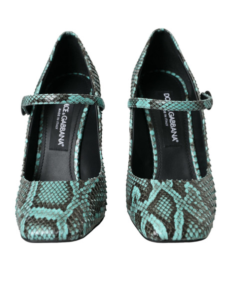 Dolce & Gabbana Aqua Python Leather Mary Jane Pumps Shoes Dolce & Gabbana Aqua Python Leather Mary Jane Pumps Shoes