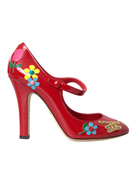 Dolce & Gabbana Red Leather Embellished Mary Jane Pumps Heels Shoes Dolce & Gabbana Red Leather Embellished Mary Jane Pumps Heels Shoes