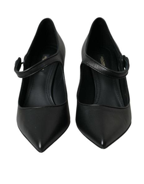 Dolce & Gabbana Black Leather Logo Heels Mary Janes Pumps Shoes Dolce & Gabbana Black Leather Logo Heels Mary Janes Pumps Shoes