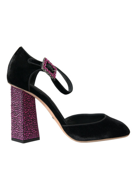 Black Velvet Strass Crystal Mary Janes Shoes Black Velvet Strass Crystal Mary Janes Shoes