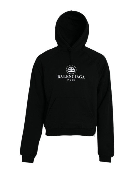 Balenciaga Black Cotton Logo Hooded Pullover Sweatshirt Sweater Balenciaga Black Cotton Logo Hooded Pullover Sweatshirt Sweater
