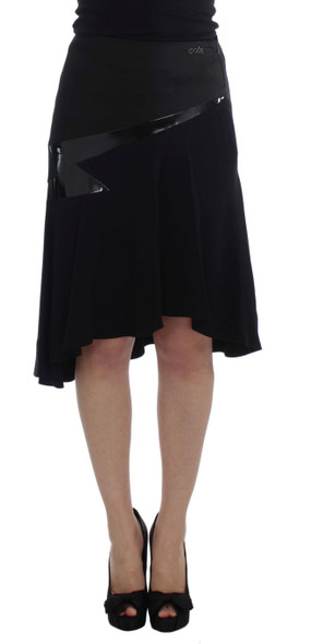 Black Blue Cotton Stretch Straight Skirt Black Blue Cotton Stretch Straight Skirt