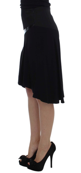 Black Blue Cotton Stretch Straight Skirt Black Blue Cotton Stretch Straight Skirt