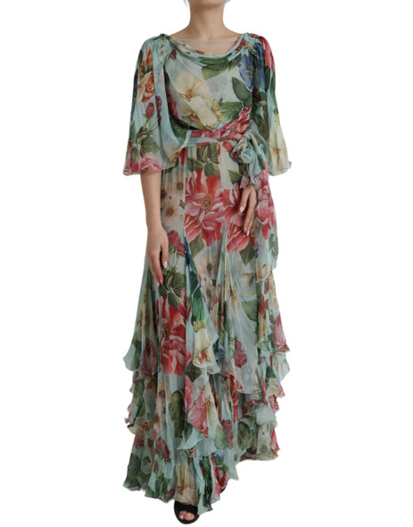 Dolce & Gabbana Blue Floral Print Tiered Long Maxi Dress DR281188 Dolce & Gabbana Blue Floral Print Tiered Long Maxi Dress DR281188