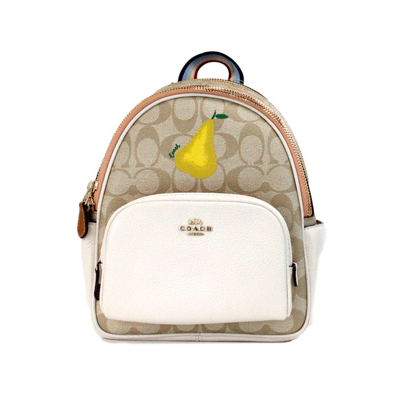 Mini Court Signature Pear Motif Shoulder Backpack Bookbag Bag Chalk Taffy Mini Court Signature Pear Motif Shoulder Backpack Bookbag Bag Chalk Taffy
