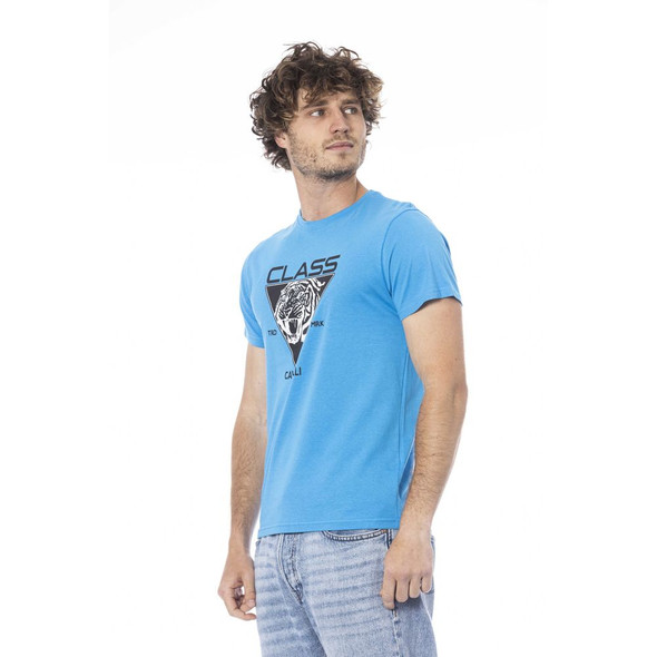 Cavalli Class Light Blue Cotton Men T-Shirt CA-24331 Cavalli Class Light Blue Cotton Men T-Shirt CA-24331