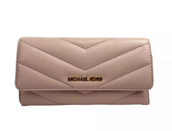 Jet Set Travel Large Quilted Leather Trifold Wallet Powder Blush Jet Set Travel Large Quilted Leather Trifold Wallet Powder Blush