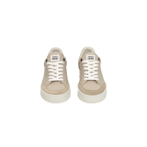 Beige Leather Women Platform Sneaker Beige Leather Women Platform Sneaker