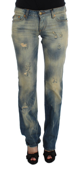 Blue Wash Cotton Slim Fit Bootcut Jeans Blue Wash Cotton Slim Fit Bootcut Jeans
