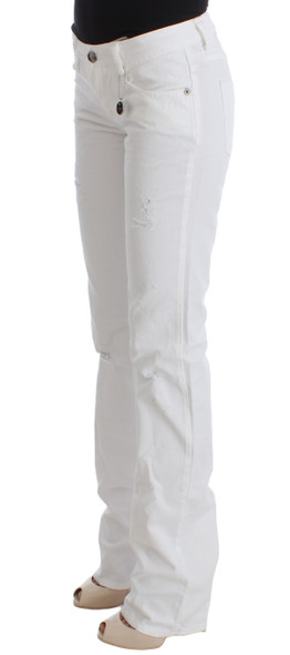 White Cotton Slim Fit Denim Bootcut Jeans White Cotton Slim Fit Denim Bootcut Jeans