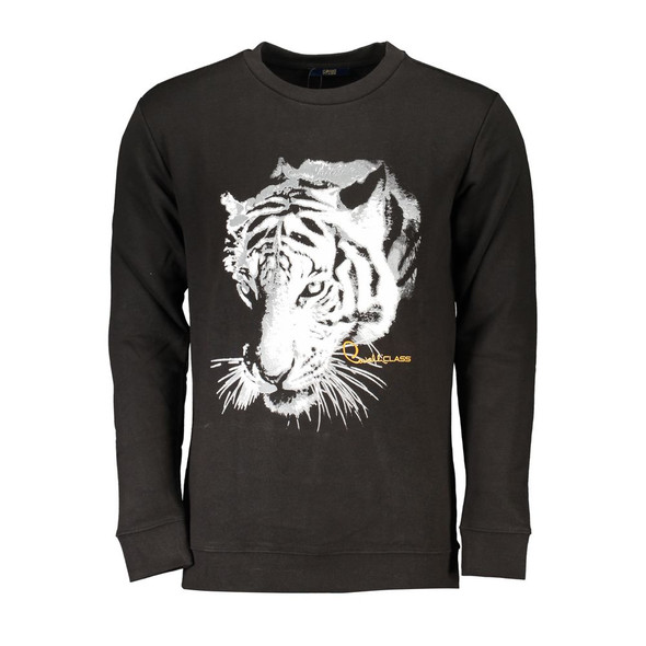 Cavalli Class Black Cotton Sweater CA-26759 Cavalli Class Black Cotton Sweater CA-26759