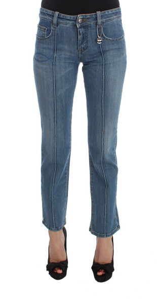 Blue Cotton Slim Fit Cropped Jeans Blue Cotton Slim Fit Cropped Jeans