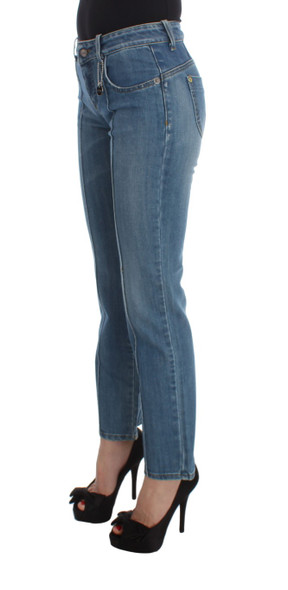 Blue Cotton Slim Fit Cropped Jeans Blue Cotton Slim Fit Cropped Jeans