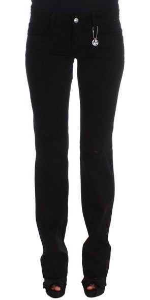Black Cotton Slim Fit Bootcut Jeans Black Cotton Slim Fit Bootcut Jeans