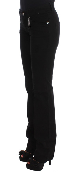 Black Cotton Slim Fit Bootcut Jeans Black Cotton Slim Fit Bootcut Jeans