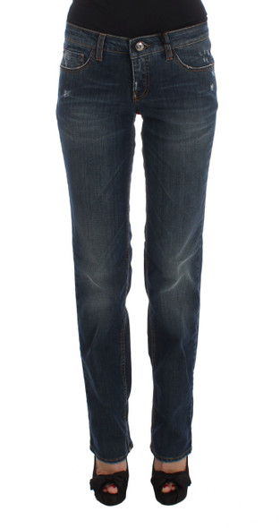 Blue Cotton Blend Bootcut Jeans Blue Cotton Blend Bootcut Jeans