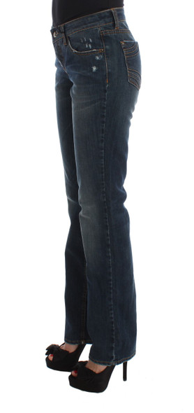 Blue Cotton Blend Bootcut Jeans Blue Cotton Blend Bootcut Jeans