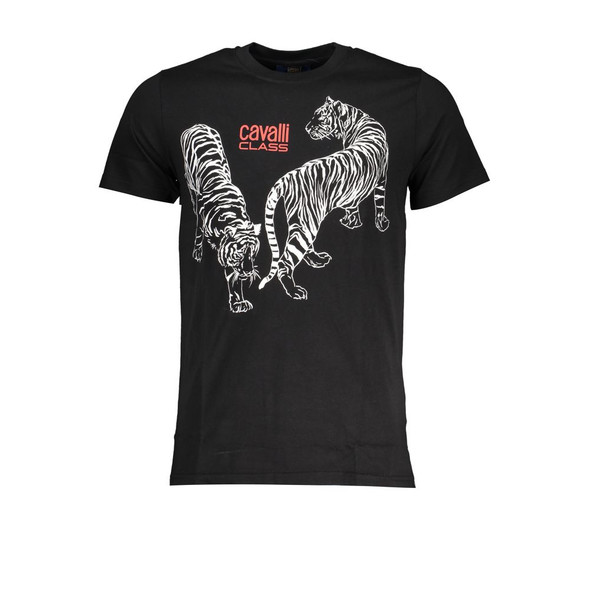 Cavalli Class Black Cotton T-Shirt CA-28465 Cavalli Class Black Cotton T-Shirt CA-28465