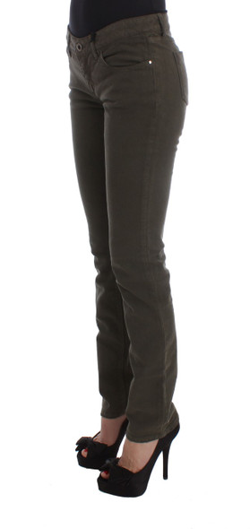 Green Cotton Blend Slim Fit Jeans Green Cotton Blend Slim Fit Jeans
