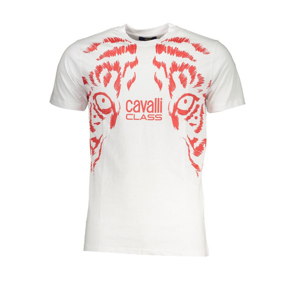 Cavalli Class White Cotton T-Shirt CA-28627 Cavalli Class White Cotton T-Shirt CA-28627