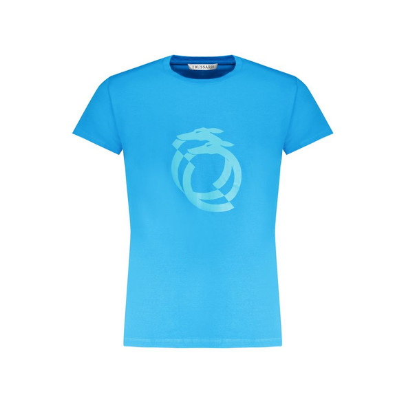 Trussardi Light Blue Cotton Men T-Shirt TR-30156 Trussardi Light Blue Cotton Men T-Shirt TR-30156
