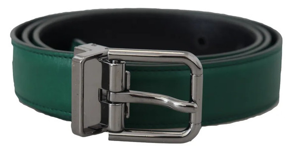Dolce & Gabbana Green Calf Leather Silver Tone Metal Buckle Belt Dolce & Gabbana Green Calf Leather Silver Tone Metal Buckle Belt