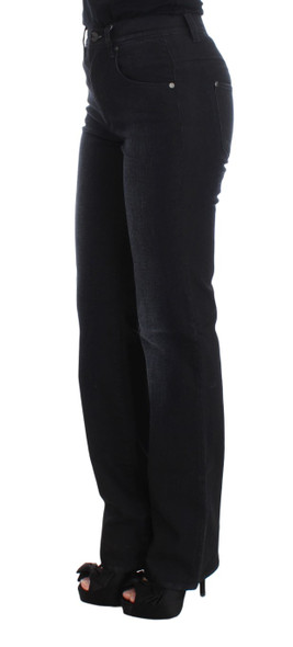 Ermanno Scervino Blue Cotton Blend Slim Fit Bootcut Jeans Ermanno Scervino Blue Cotton Blend Slim Fit Bootcut Jeans
