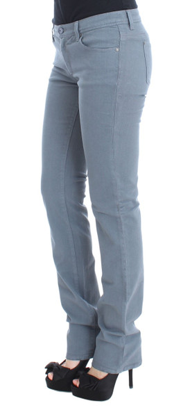Ermanno Scervino Blue Cotton Blend Slim Fit Bootcut Jeans SIG30289 Ermanno Scervino Blue Cotton Blend Slim Fit Bootcut Jeans SIG30289