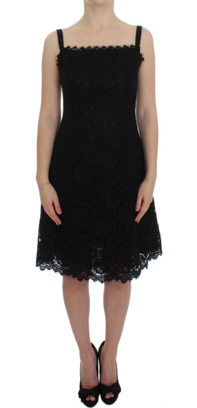 Black Floral Lace Shift Knee Length Dress Black Floral Lace Shift Knee Length Dress